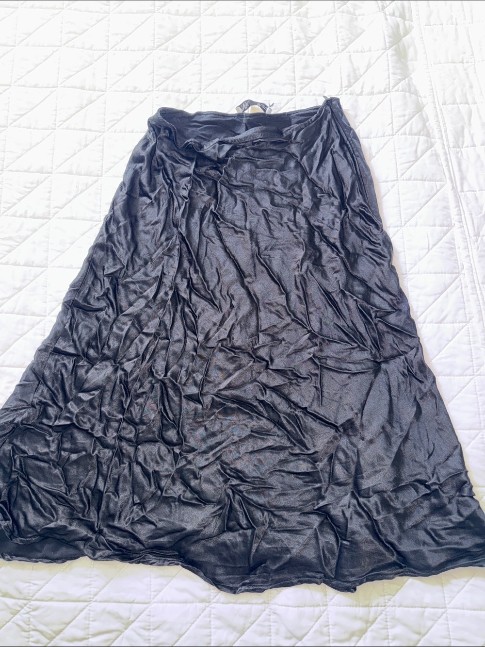 Zara Black A-Line Satin Skirt